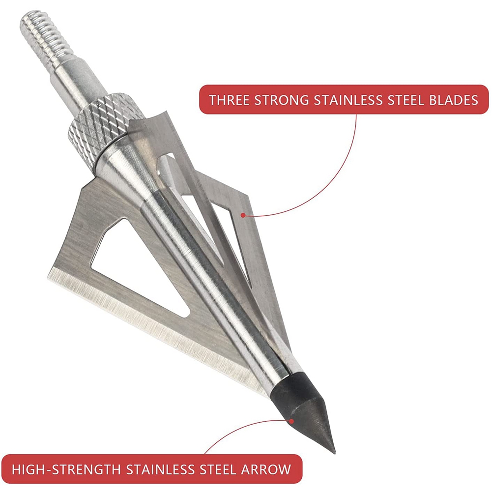 Broadheads 100 Grain 3 Blade Hunting - 12 Pezzi Punte da Caccia in