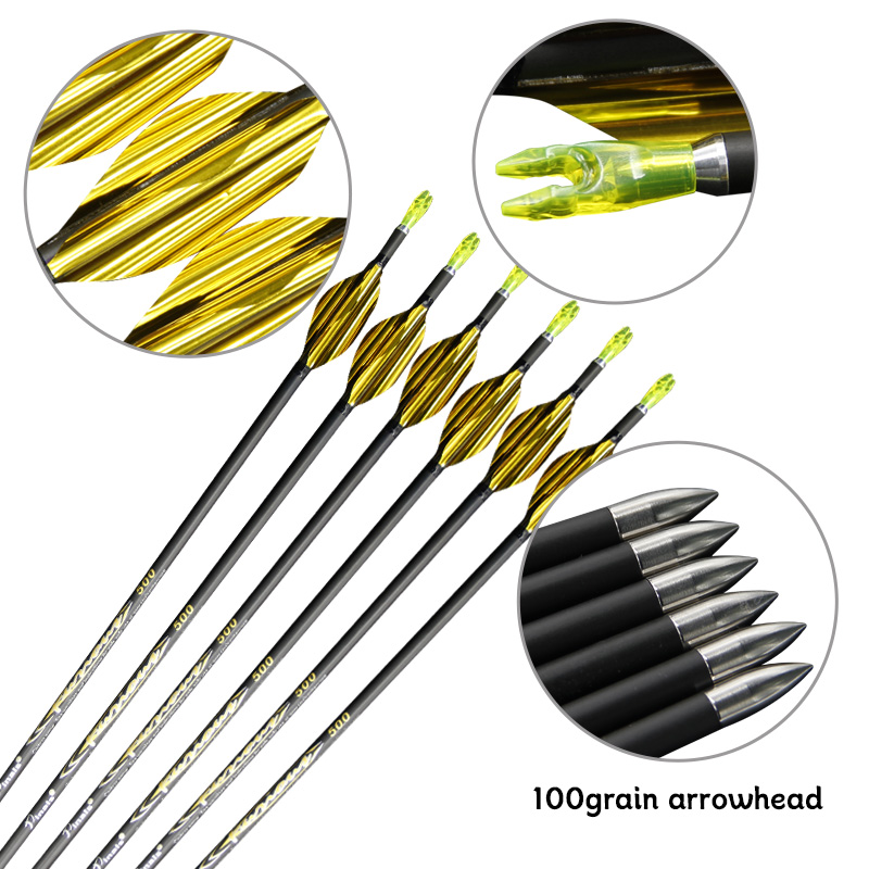Carbon Arrows 30 Inch Spine 400 500 - Freccia in puro carbonio ID4.2mm con