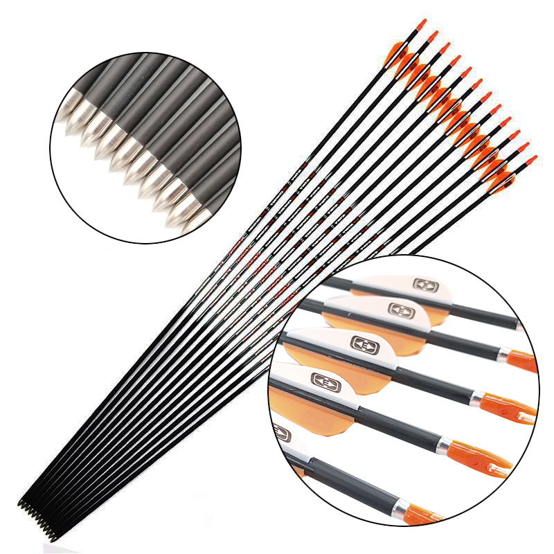 Carbon Arrows 30 Inch Spine 400 500 - Freccia in carbonio puro Spine da