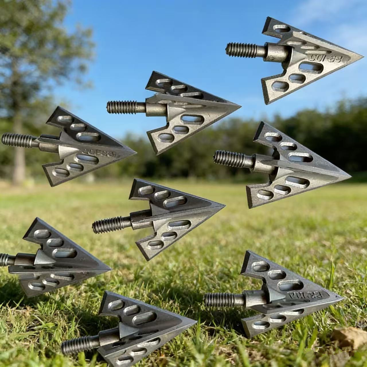 Broadheads 100 Grain 3 Blade Hunting - Punte per Frecce Fisse in Acciaio