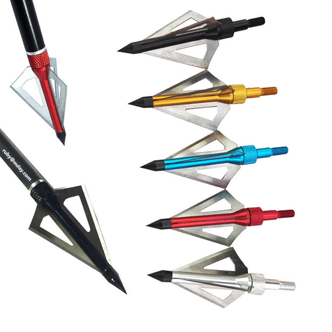 Broadheads 100 Grain 3 Blade Hunting - 6/12 Pezzi Punte da Caccia a