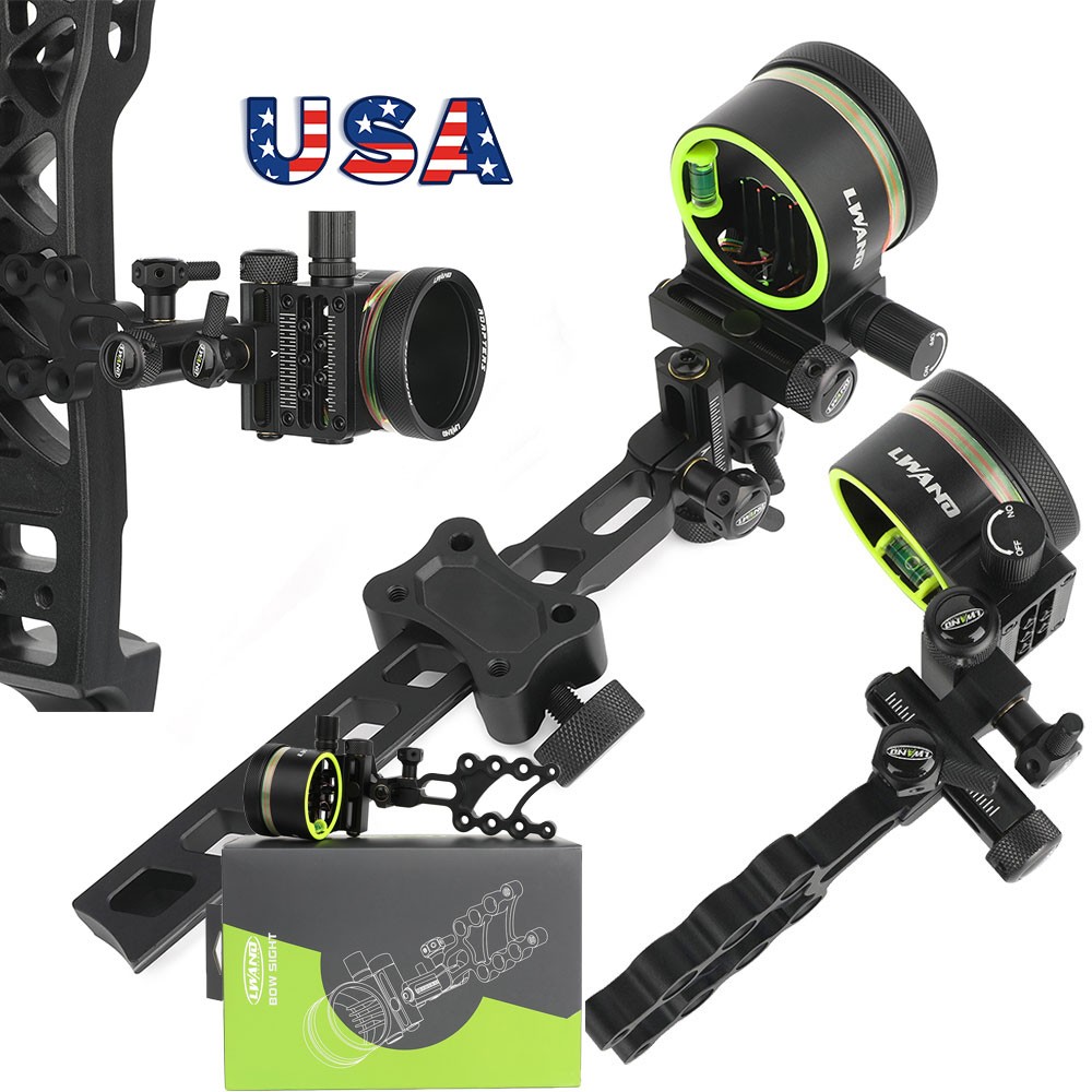 Compound Bow Sight 5 Pin Fiber Optic - Mirino per Arco Regolabile in Fibra