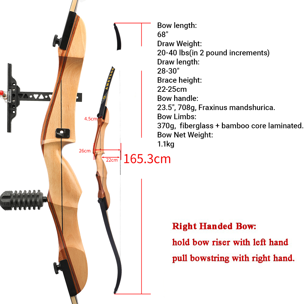 Arco ricurvo da 68 pollici 20- - Recurve Bow Takedown 40 Lbs Target recensione e prezzo