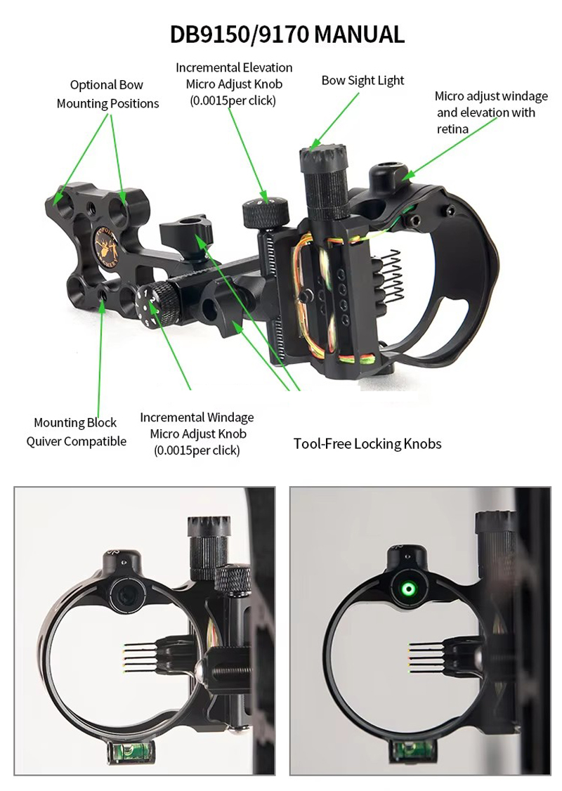 Tiro con l'arco 5 Pin Arco Mir - Compound Bow Sight 5 Pin Fiber Optic recensione e prezzo