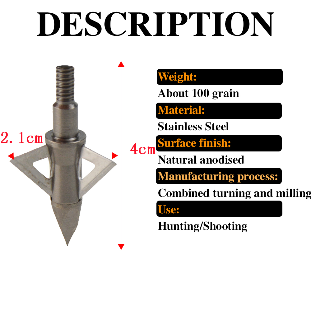 12 pz 100 Punte di freccia a g - Broadheads 100 Grain 3 Blade Hunting recensione e prezzo