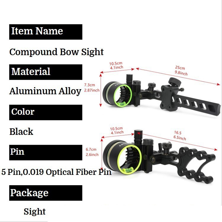 Mirino per Arco Compound in Fi - Compound Bow Sight 5 Pin Fiber Optic recensione e prezzo