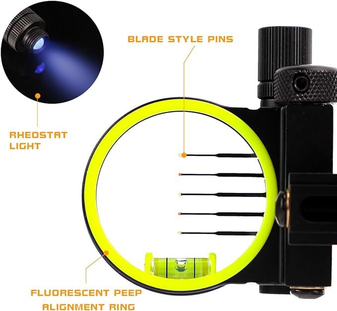 Mirino per Arco Compound in Fi - Compound Bow Sight 5 Pin Fiber Optic recensione e prezzo