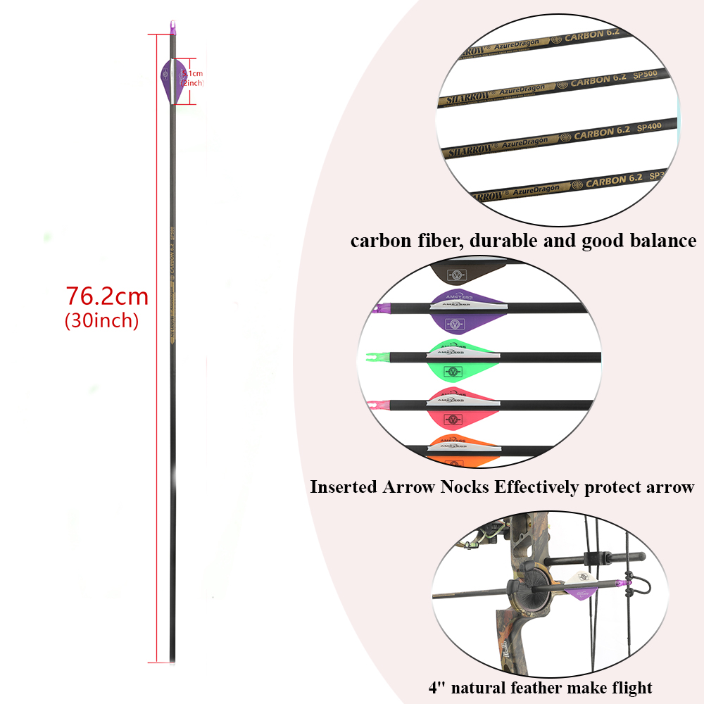 Tiro con l'arco Frecce in carb - Carbon Arrows 30 Inch Spine 400 500 recensione e prezzo
