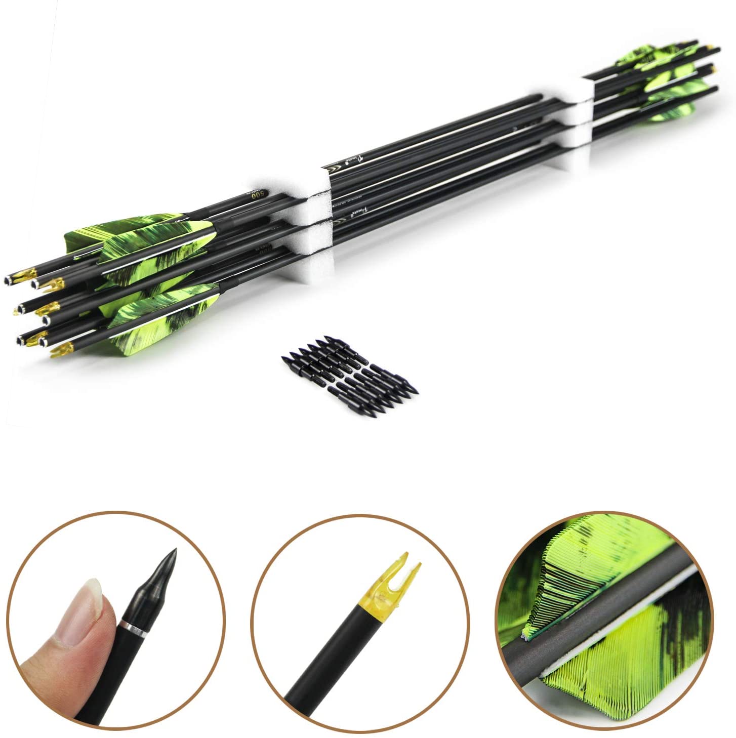 Pinals tiro con l'arco frecce  - Carbon Arrows 30 Inch Spine 400 500 recensione e prezzo