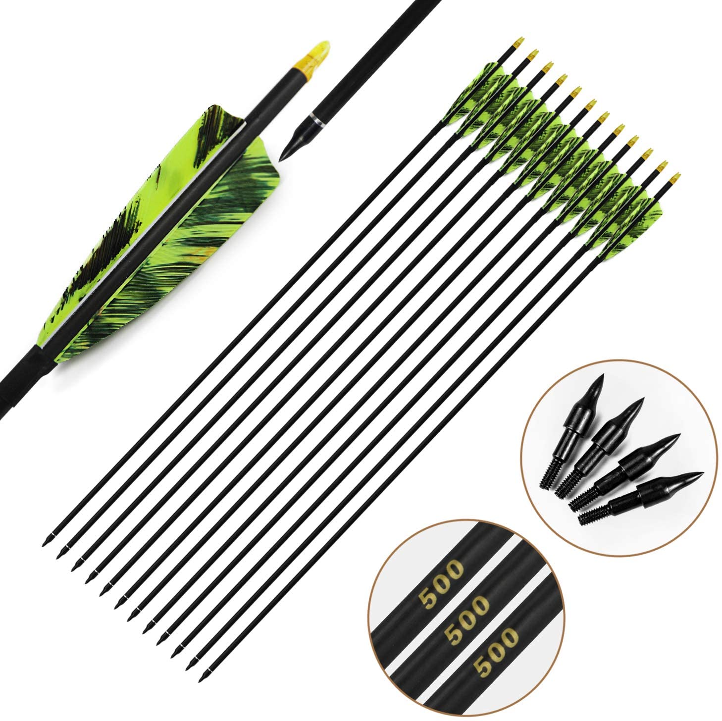 Pinals tiro con l'arco frecce  - Carbon Arrows 30 Inch Spine 400 500 recensione e prezzo