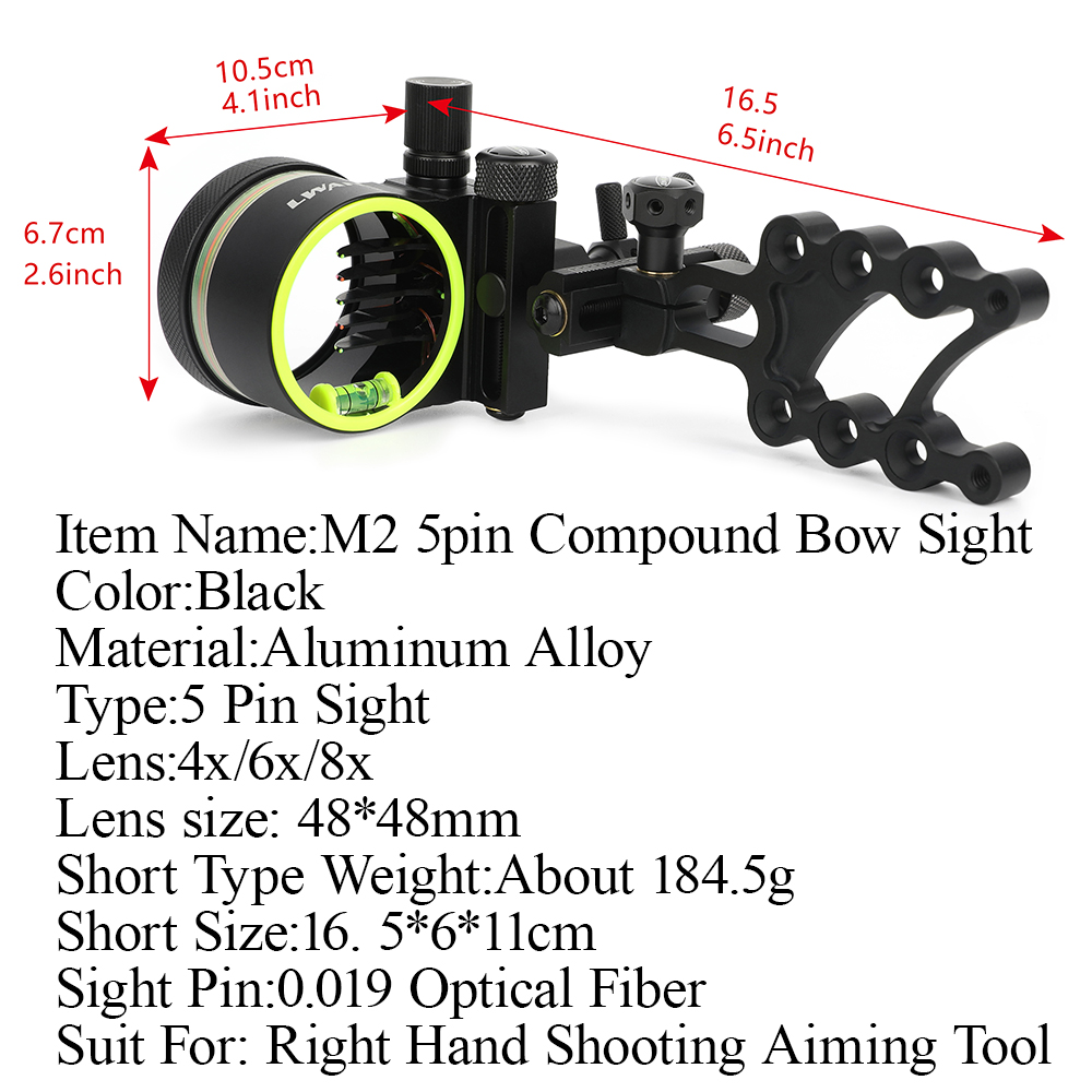 Tiro con l'arco 5 Pin Tiro con - Compound Bow Sight 5 Pin Fiber Optic recensione e prezzo