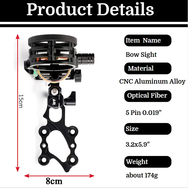Mirino per Arco da Tiro con l' - Compound Bow Sight 5 Pin Fiber Optic recensione e prezzo
