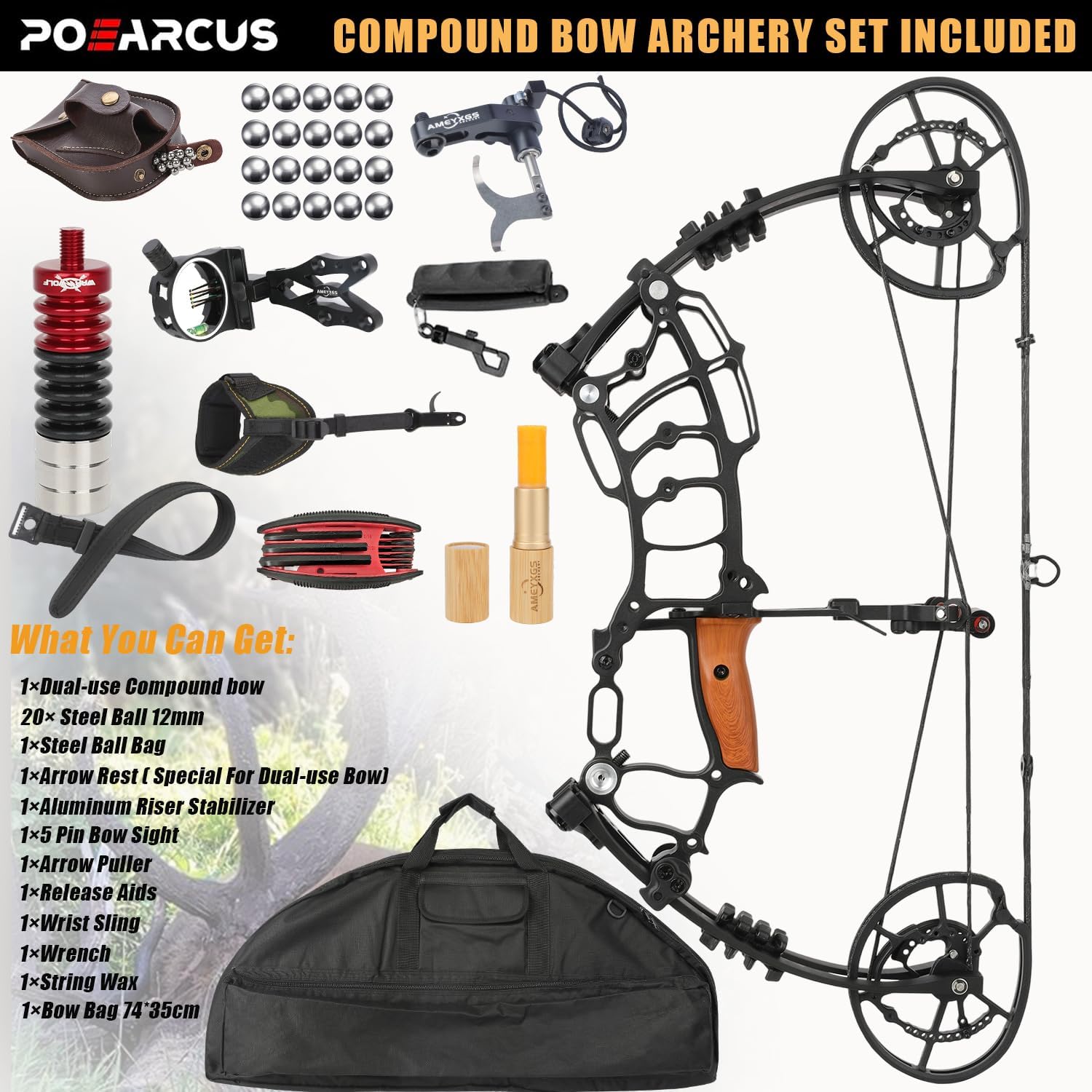 Set di arco composto a doppio  - Compound Bow Hunting 30-70 Lbs recensione e prezzo
