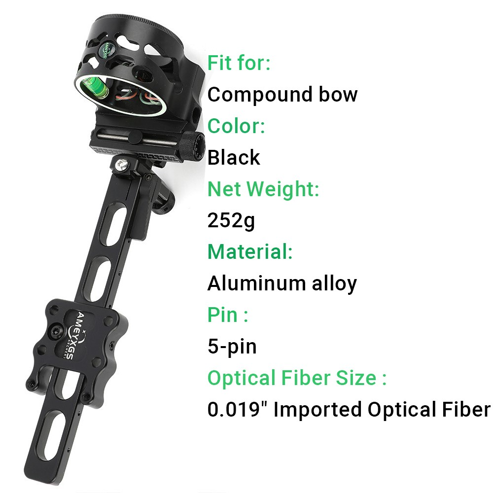 Mirino per Arco Compound a 5 P - Compound Bow Sight 5 Pin Fiber Optic recensione e prezzo