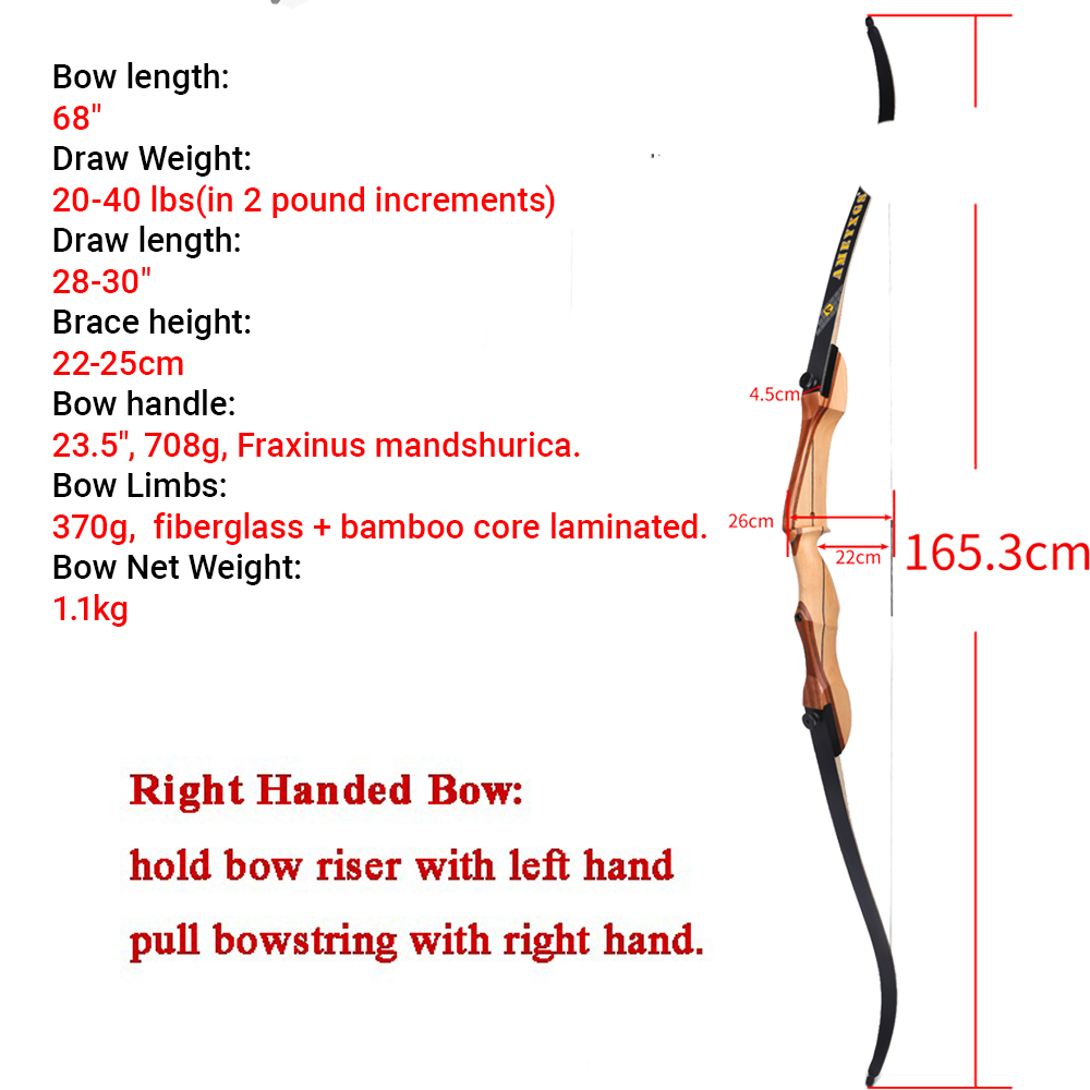 20-40lbs Arco ricurvo 68 polli - Recurve Bow Takedown 40 Lbs Target recensione e prezzo
